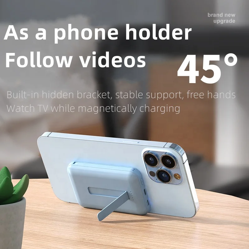 Mini Portable High Capacity Charger Wireless Fast Charging External Battery Pack 5000mAh Magnetic Power Bank for iPhone Android