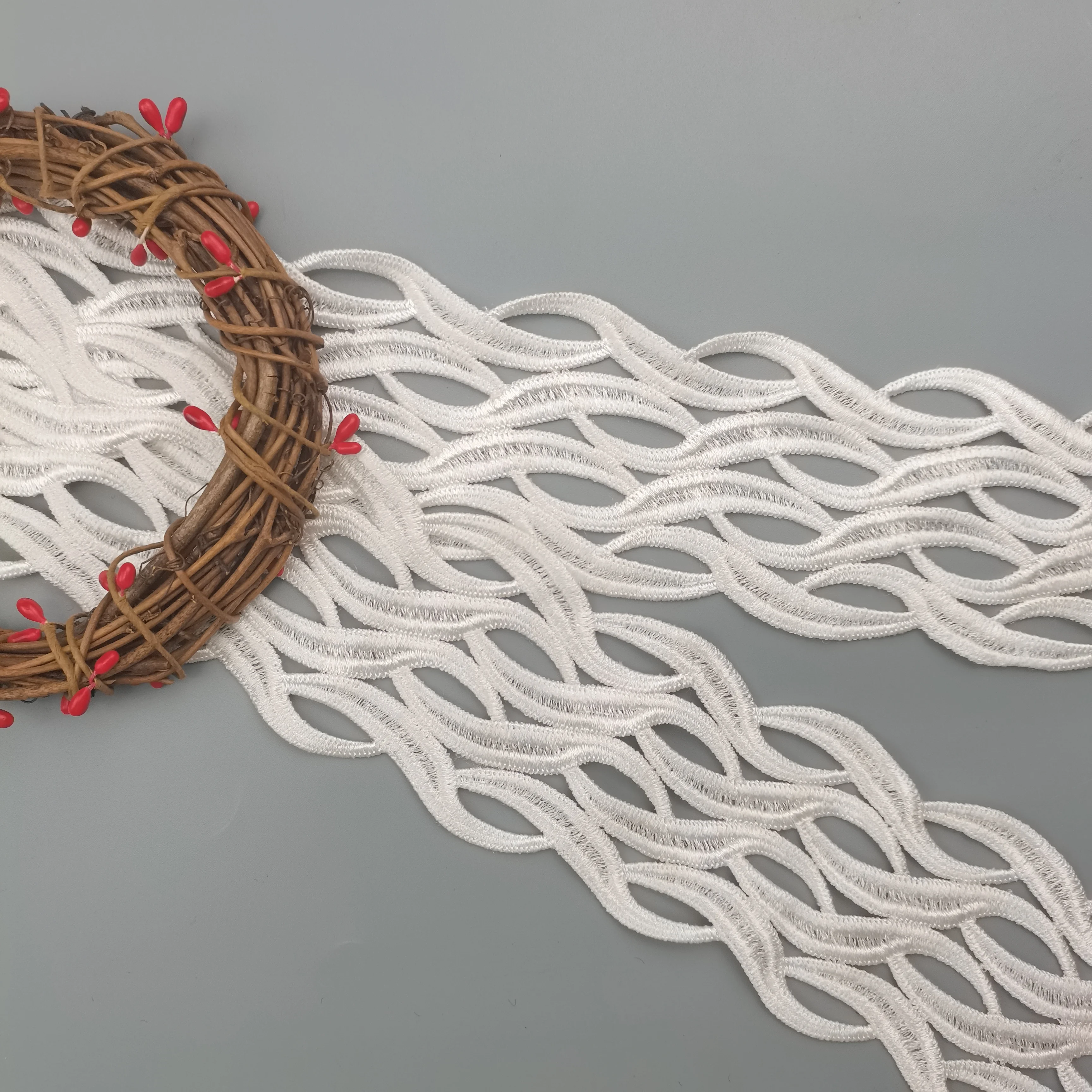 High Quality 8.5 cm Metallic Ribbon Lace New DIY Accessory and Dress Trim Embroidery Lace Decoration with Stock JB66