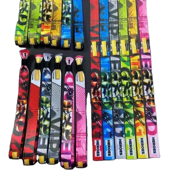 Custom one time use RPET polyester fabric wristband