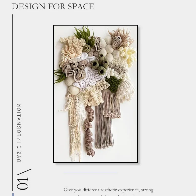 Home Decor Mixed Media Artwork Cotton Thread Knitting 3D Painting Hand Embroidery Luxury Wall Modern Art