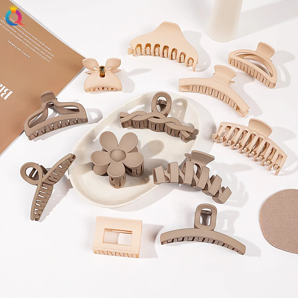 QIYUE 11CM Korean Hair Clamp Large Size Matte Frosted Sharp Hair Claw Clip Hair Accessories For Women