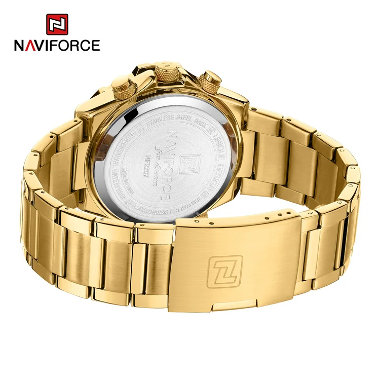 NAVIFORCE 9207 GGG роскошные золотые часы с большим циферблатом аналоговые ЖК Цифровые кварцевые для мужчин корпус из сплава 30 м Водонепроницаемые