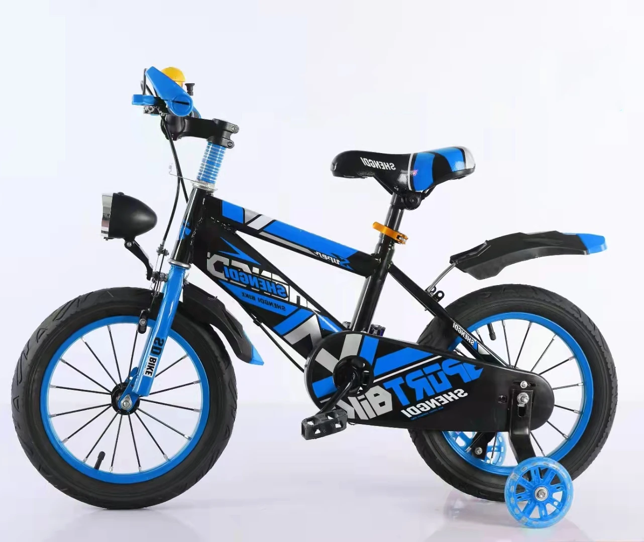 2024 High quality kids mountain bike with training wheels headlights bicycle for kids child bike