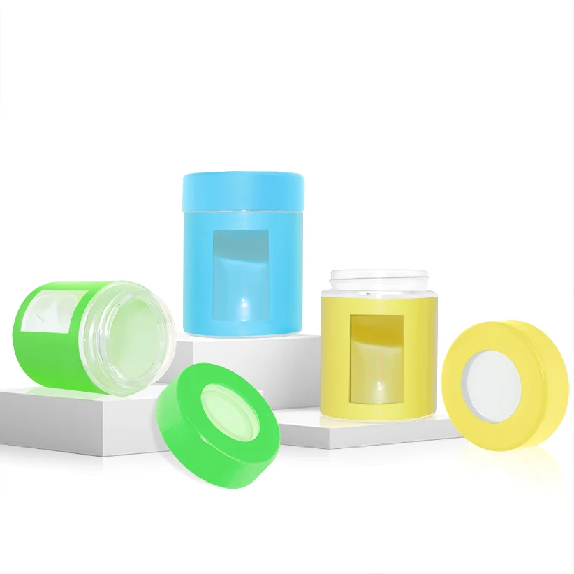 2oz 3oz 4oz Clear Magnifying Glass Jar Child Proof Jar 3.5g Flower Smell Proof CR Magnifying Lid for Herb Flower