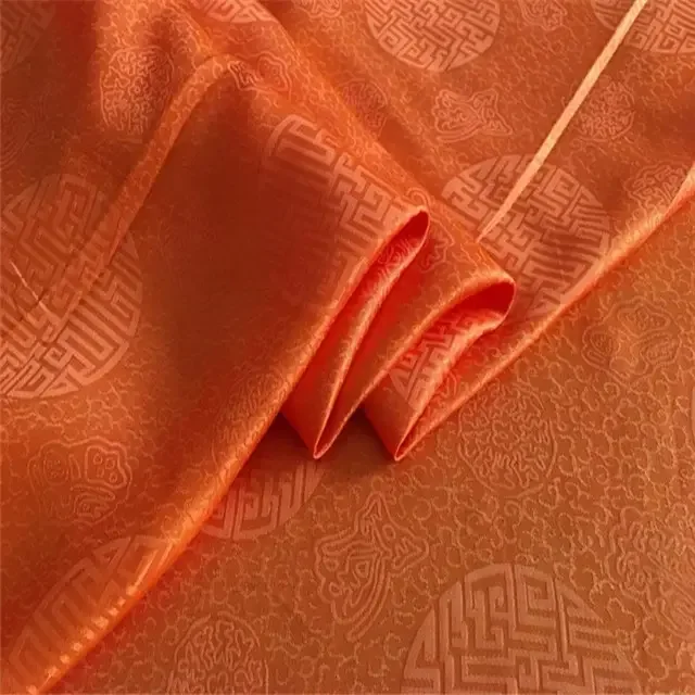 Popular Nice Colors Lightweight Breathable Discount Price Traditional  Nice Design Silk Jacquard Cotton Fabric for Cheongsam