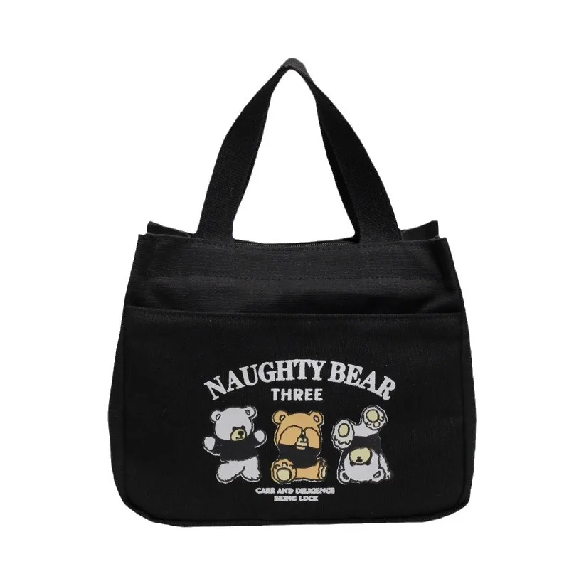 High appearance level thickened canvas handbag treasure mother going out commuting portable bento lunch bag simple small handbag