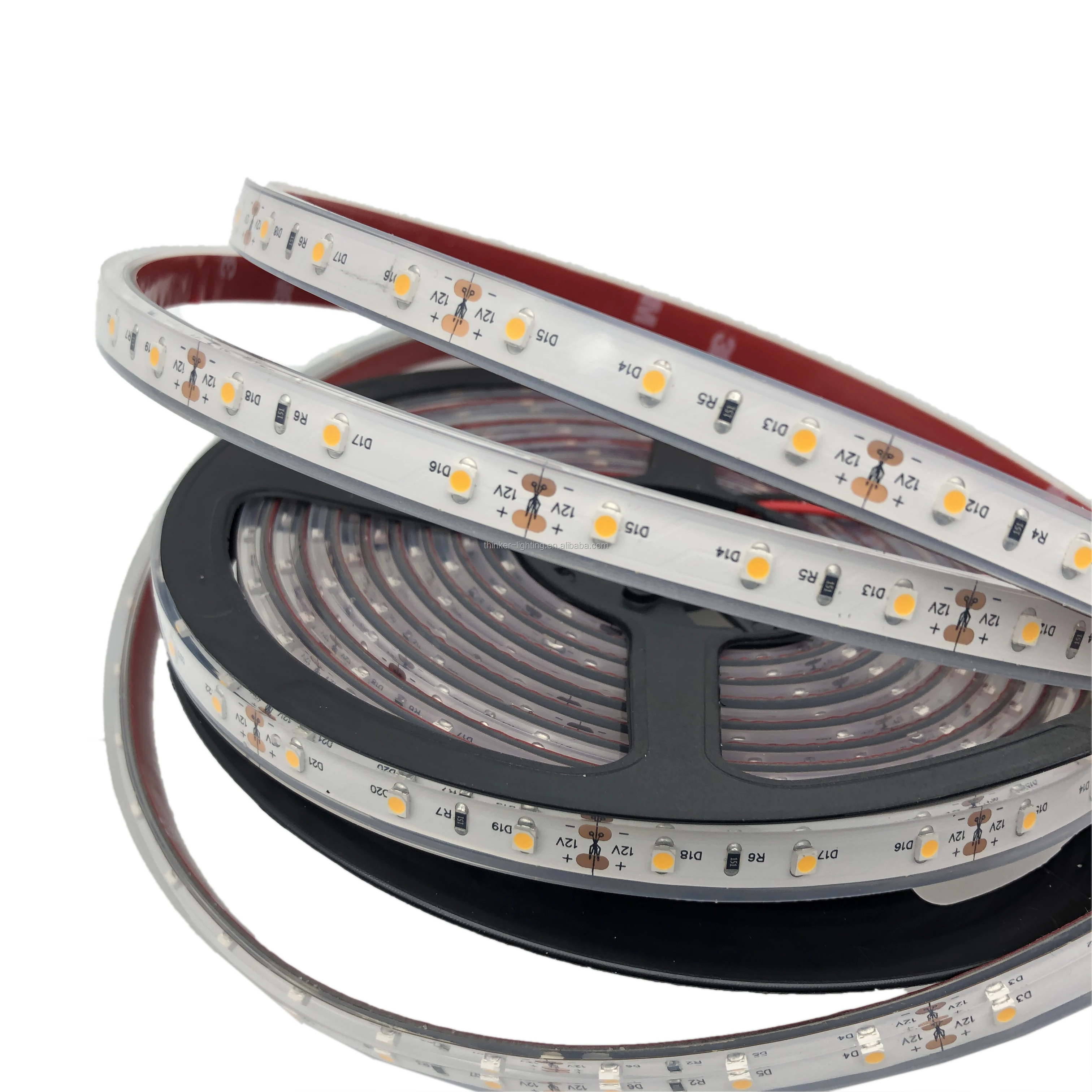 CE RoHS SMD3528 LED Strip Light 60leds/m DC12/24V 24W/m 10mm PCB VHB IP68 5m/roll