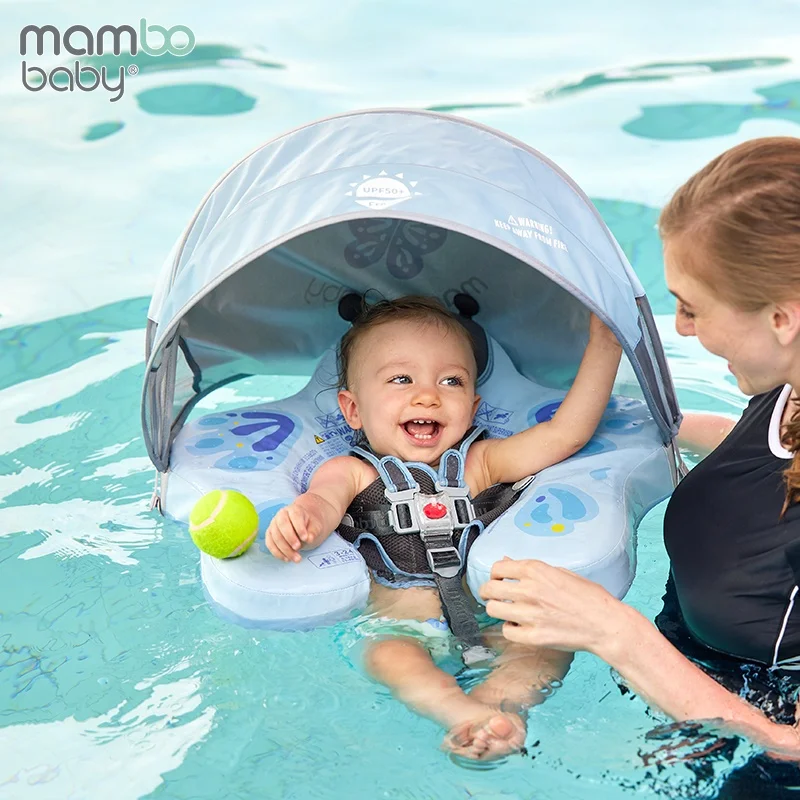 2022 Factory Mambo Baby Non-Inflatable Chest  Float Baby Swimming Ring Hot Sale Customize Summer Floating Baby Float With Canopy