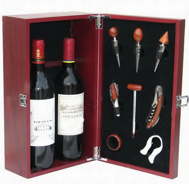 
natural wood handmade printing logo wine charm packing box 