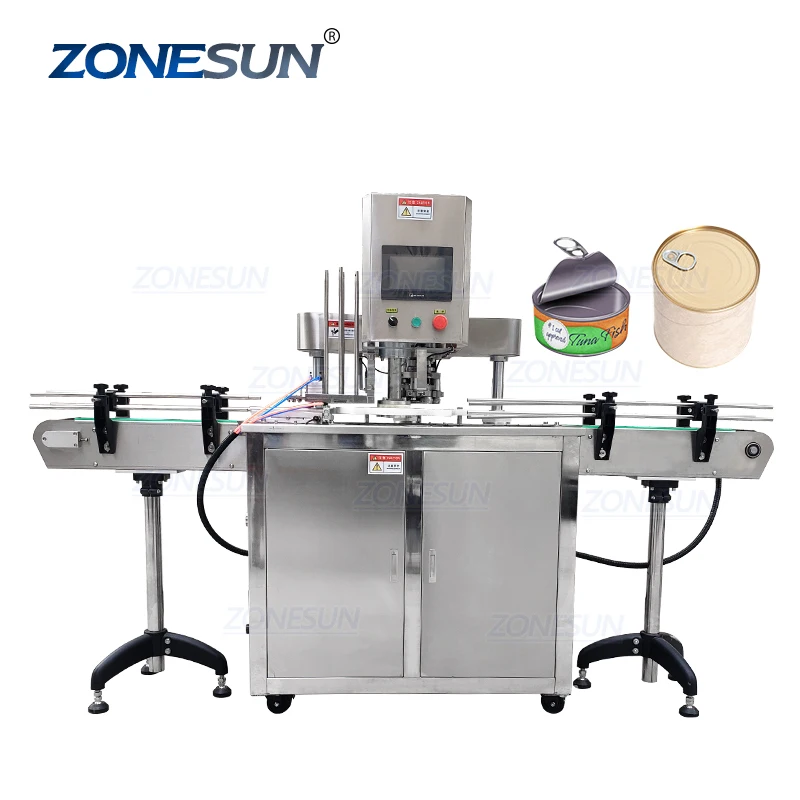 ZONESUN Automatic Round Bottle Fruit Glasses Aluminum Tin Cans Screw Plugging Capping Machine Tinplate Cover Sealing Machine