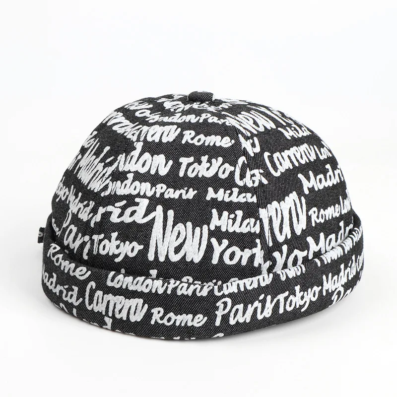 European and American new printed graffiti letters skullcap hat men street fashion hip hop watermelon round beanie hat
