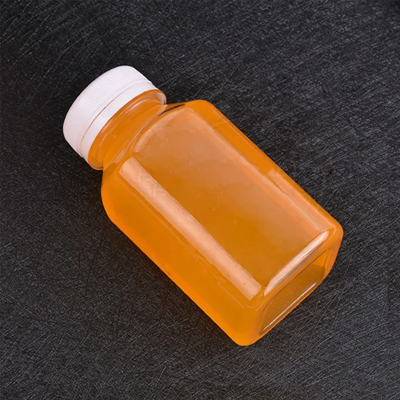 250ml 8oz Clear Square Plastic Juice Bottle with Tamper Evident Cap - Empty Bulk Bottle for Milk Beverage Soda Wholesale