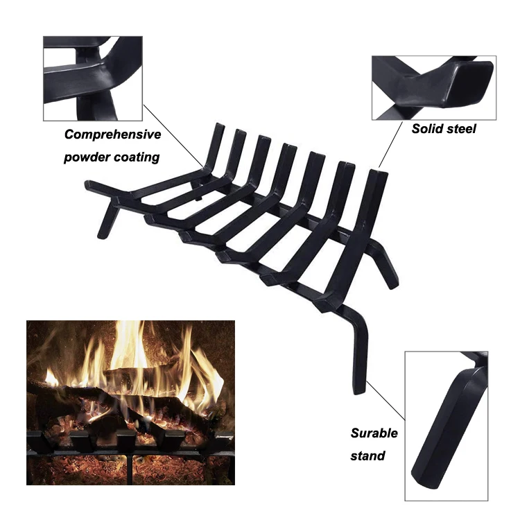 JH-Mech Fireplace Log Grate Iron Powder Coating Fire Grate Fireplace Accessories