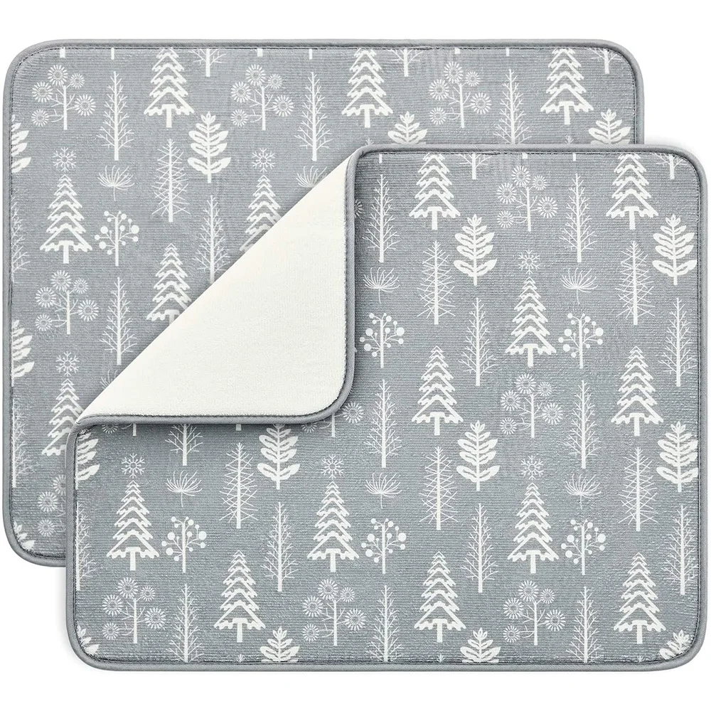 colorful printed absorbent dishes drainer/rack mat for countertop, microfiber dish drying pads kitchen counter draining pad
