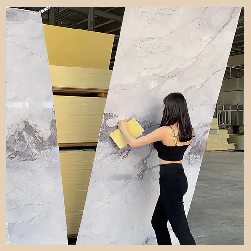 high quality popular design Flex Glossy UV board PVC High Gloss Plastic uv marble panel for wall decoration