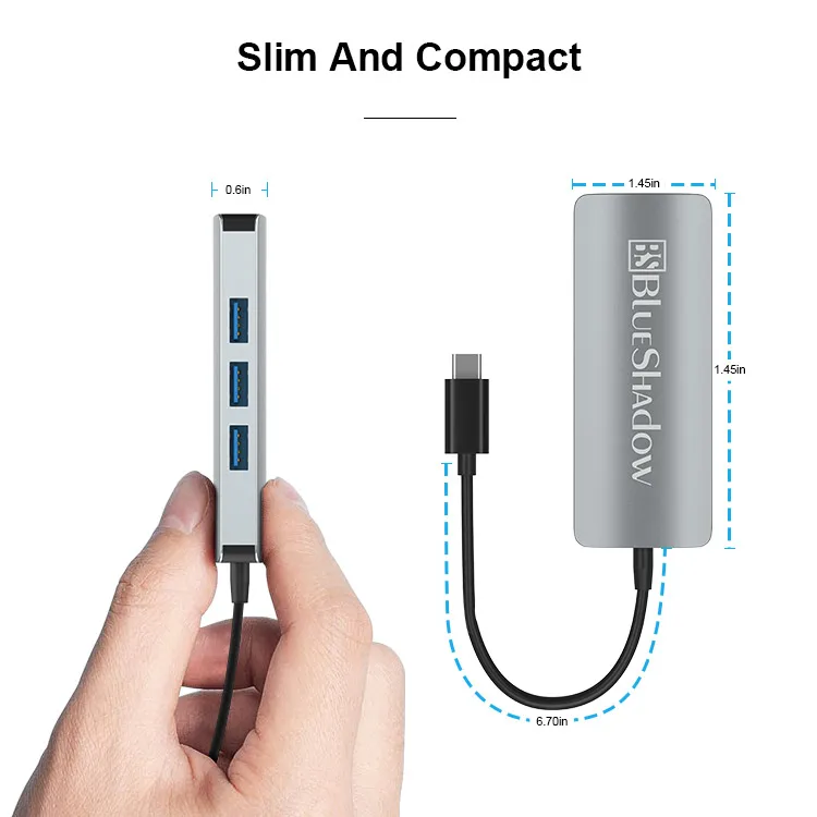 Factory Price 4 In 1 Usb 3.0 1Gbp Rj45 Gigabit Ethernet Adapter For Laptop  Type C To Ethernet Adapter
