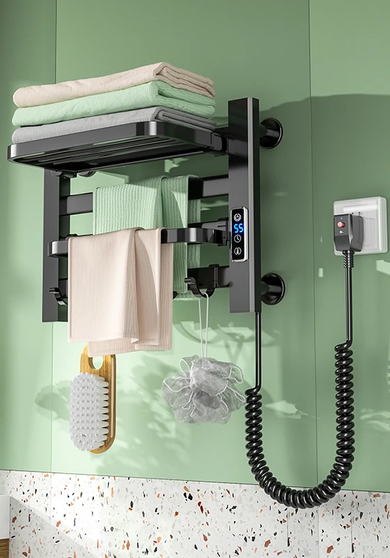 Hot Sale Household Intelligent Thermostatic Drying Heating Rod Smart Towel Rack Bathroom Radiator Heated Electric Towel Warmer