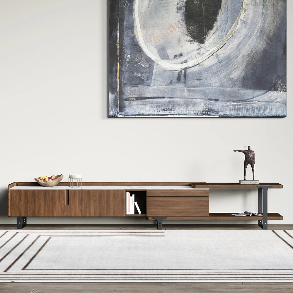 Luxury Modern Design Walnut wood TV Stands TV Cabinets Wall Units Bookcases Living Room Cabinets Home Living Room Furniture