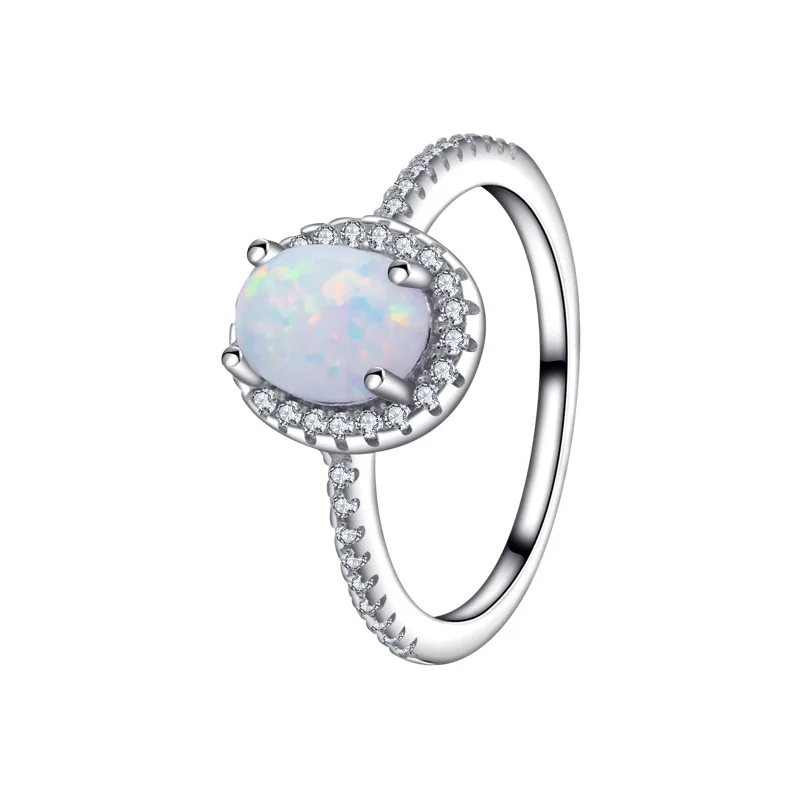 SKA Jewelry 925 Sterling Silver Braided Ring with Oval White Pink Blue Opal Stone