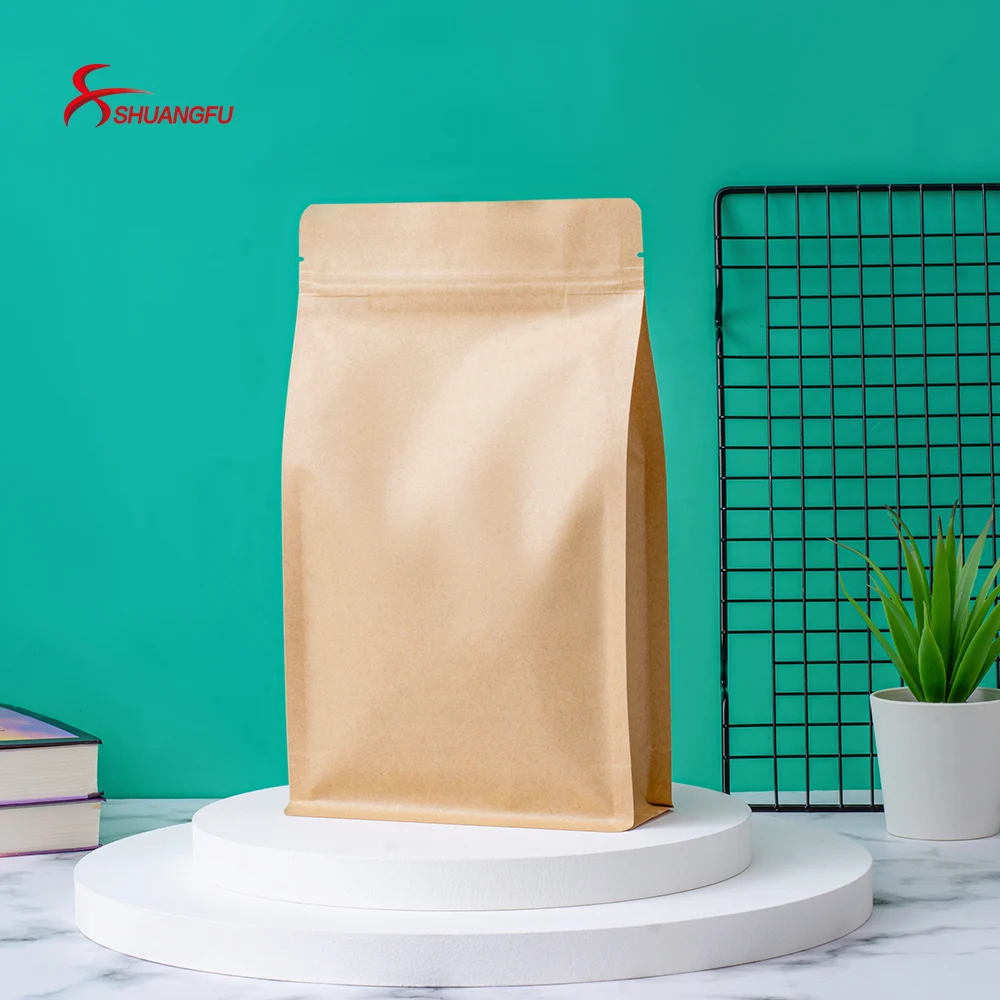 China Eco Friendly Wide Bottom Kraft Paper Bag For Maize Flour