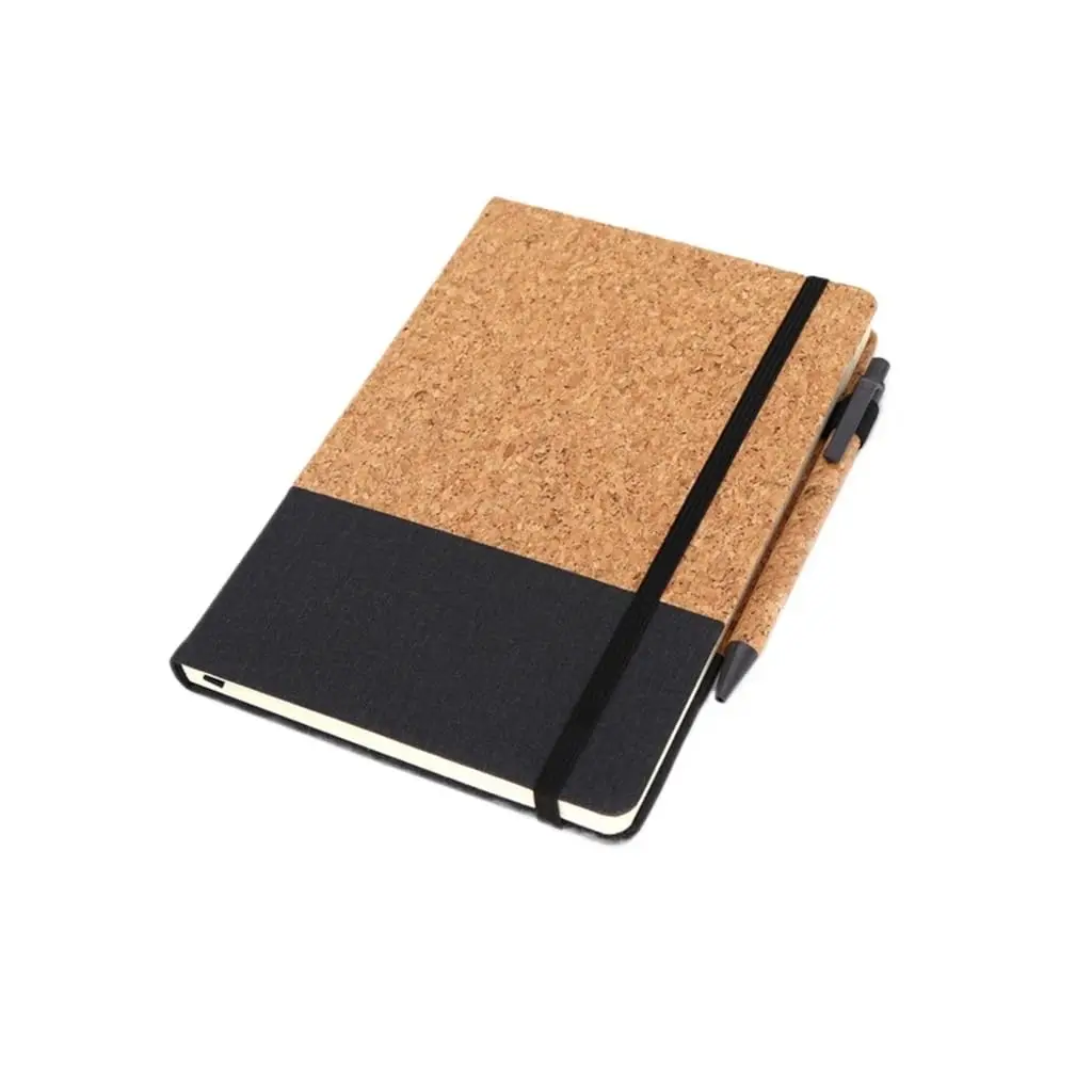 Hot Sale A5 Cork Wood cover Custom Business Office Diary Journal Pu Leather Notebook With Pen