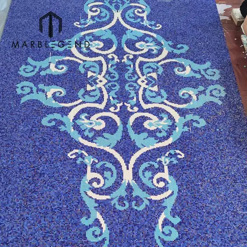 custom hot melt sukabumi pool floor tiles mosaic glass tiles mosaic for swimming pool