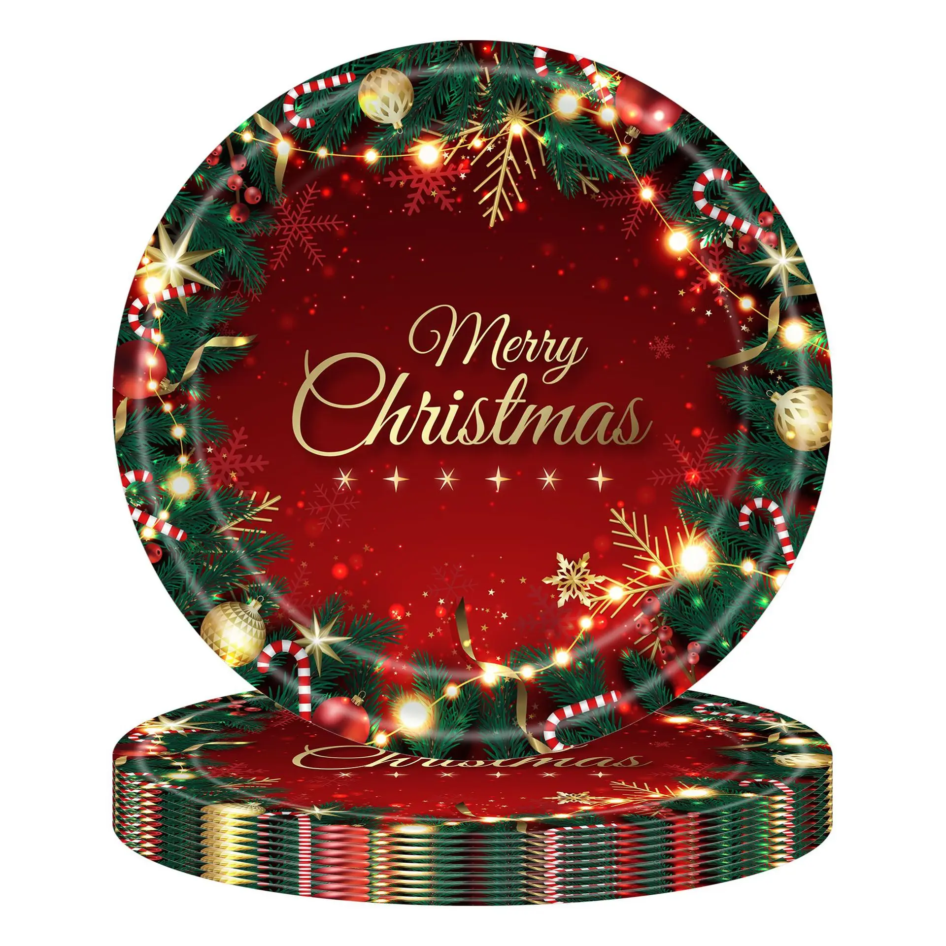 Hot Sale Christmas Disposable Party Tableware Paper Plate Napkins Merry Christmas Decoration For Home Navidad Noel Xmas New Year