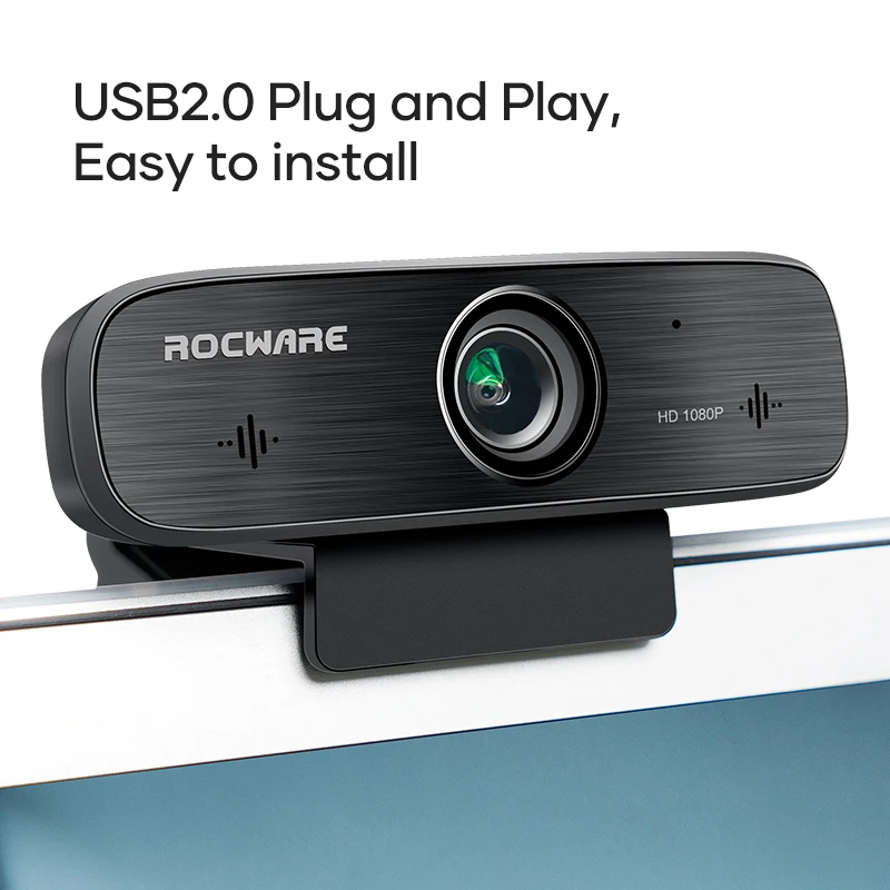 Rocware 1080P usb ptz камера с микрофоном 90 градусов Автофокус FHD красота вещания видео конференции веб-камера