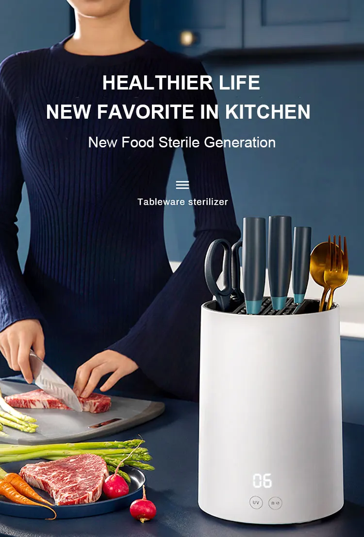 OEM Home and Restaurant Kitchen Portable Tableware Knife Fork Ultraviolet UV UVC Disinfection Box Holder