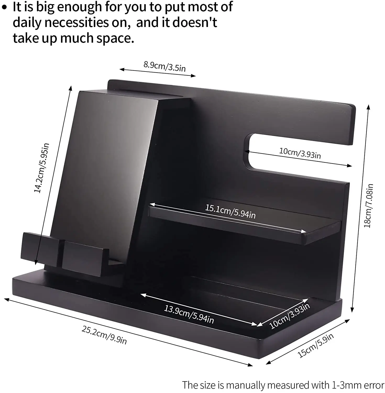 Черное дерево док-станция для телефона тумбочка Органайзер Настольные принадлежности ключ держатель