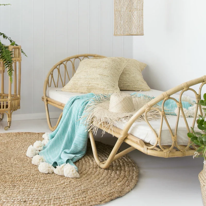 Мебель для спальни, натуральная ротанговая тростниковая кровать, детская кровать