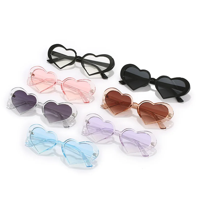 Fashion Heart Shaped Sunglasses Women Pink Love Shades Glasses Plastic Sunglasses For Party