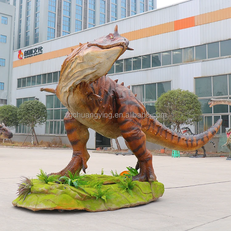 Chuangying outdoor lifesize artificial moving real live giant dinosaur outdoor carnotaurus dinosaur garden statue