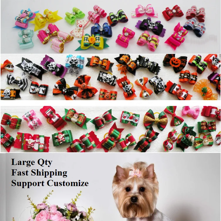 
Free Sample Mix Colors Wholesale Pet Grooming Hair Bows Dog Accessories Dog Grooming Bows 