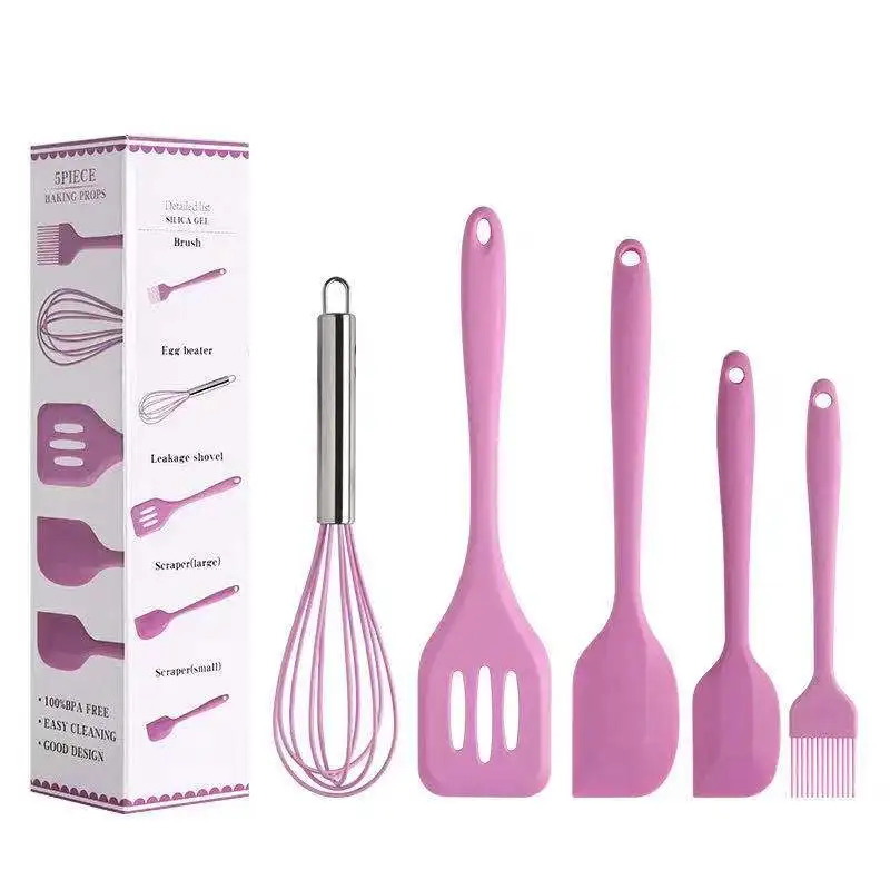 Silicone Cookware 5 Piece Baking Cookware Full set of Silicone Cookware Spade, Brush, Egg Beater, Cooking Kit