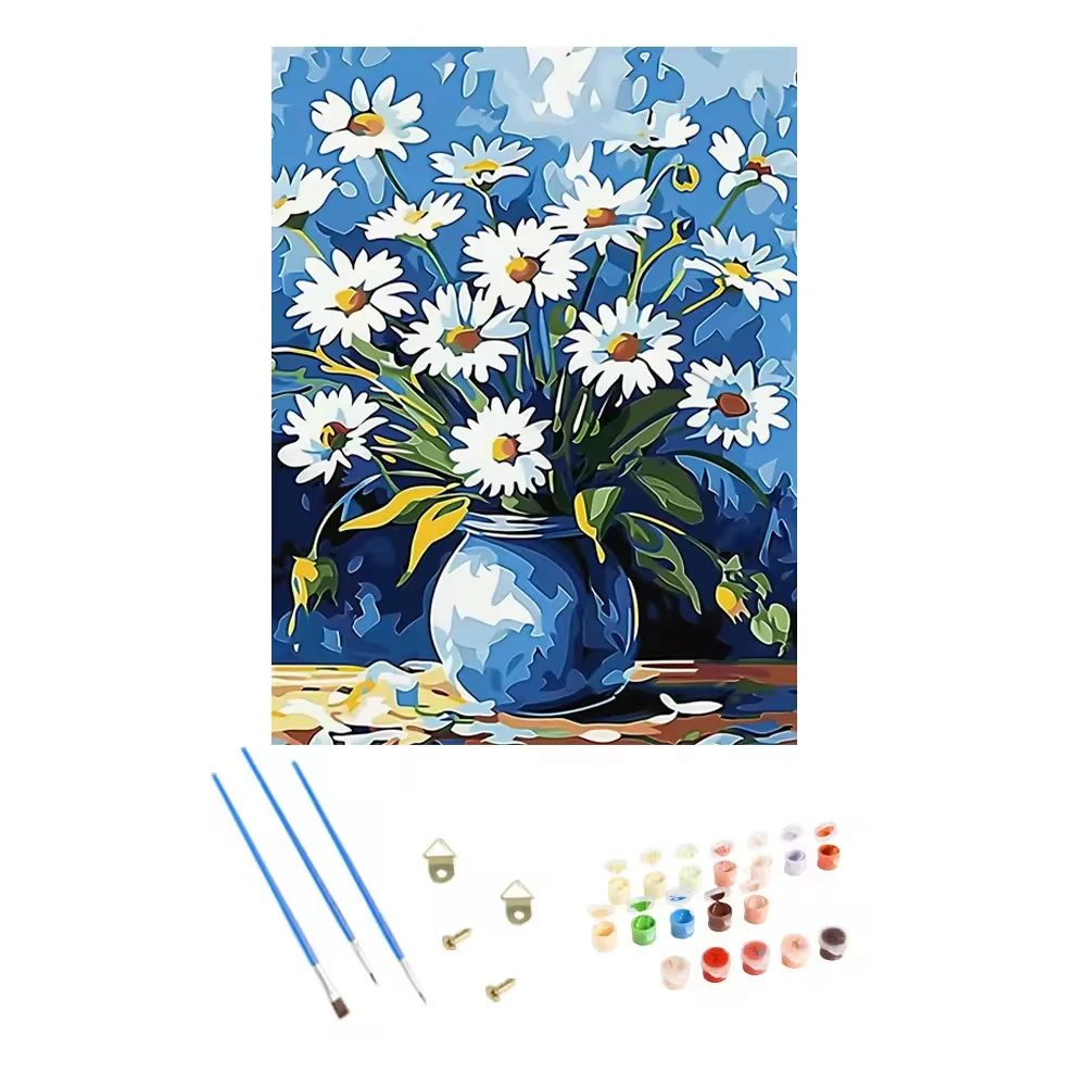 Digital Oil Painting diy hand fill Healing small daisies Landscape painting hand-painted painted oil paint