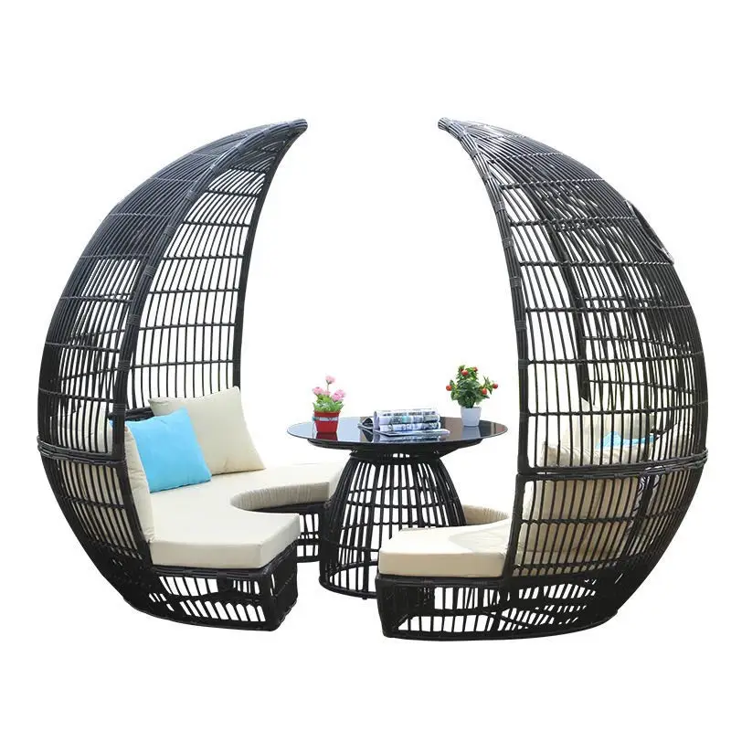 Garden classics Wicker Daybed Outdoor Furniture Large Sun Bed Chaise Lounge Day Bed