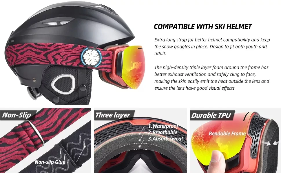 Julong Factory Cheap Ski Goggles Double Lens Snow Goggles Custom Logo Snowboard Goggles