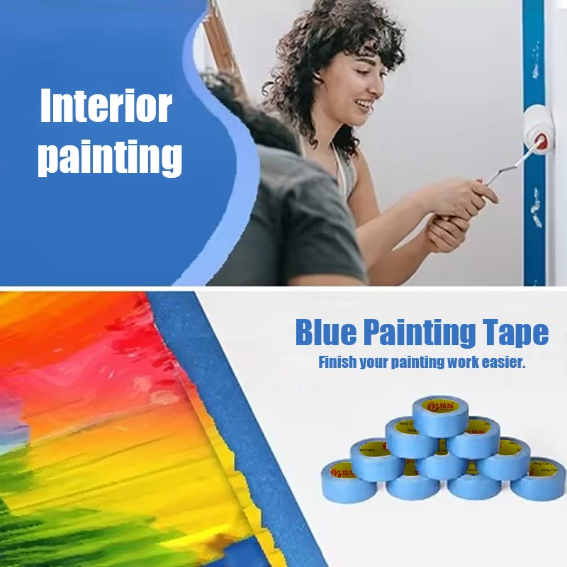 14 Days Uv High Adhesive Crepe Paper Masking Tape Painters Blue Masking Tape For Indoor Decoration Printing