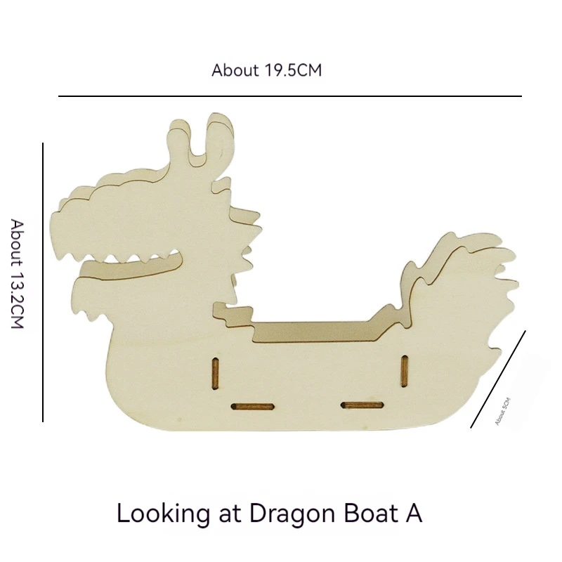 Wooden Dragon Boat Dragon Boat Coloring Toy for Children Dragon Boat Festival Creative Handmade Materials for Kindergarten DIY