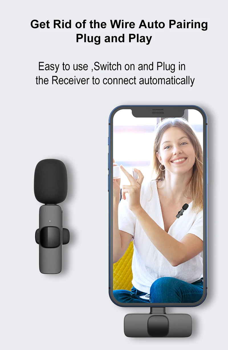 Portable Mini Mobile Lapel Microphone Dropshipping Live Streaming Vlog Clip on Tool Smartphone Wireless Lavalier Microphone