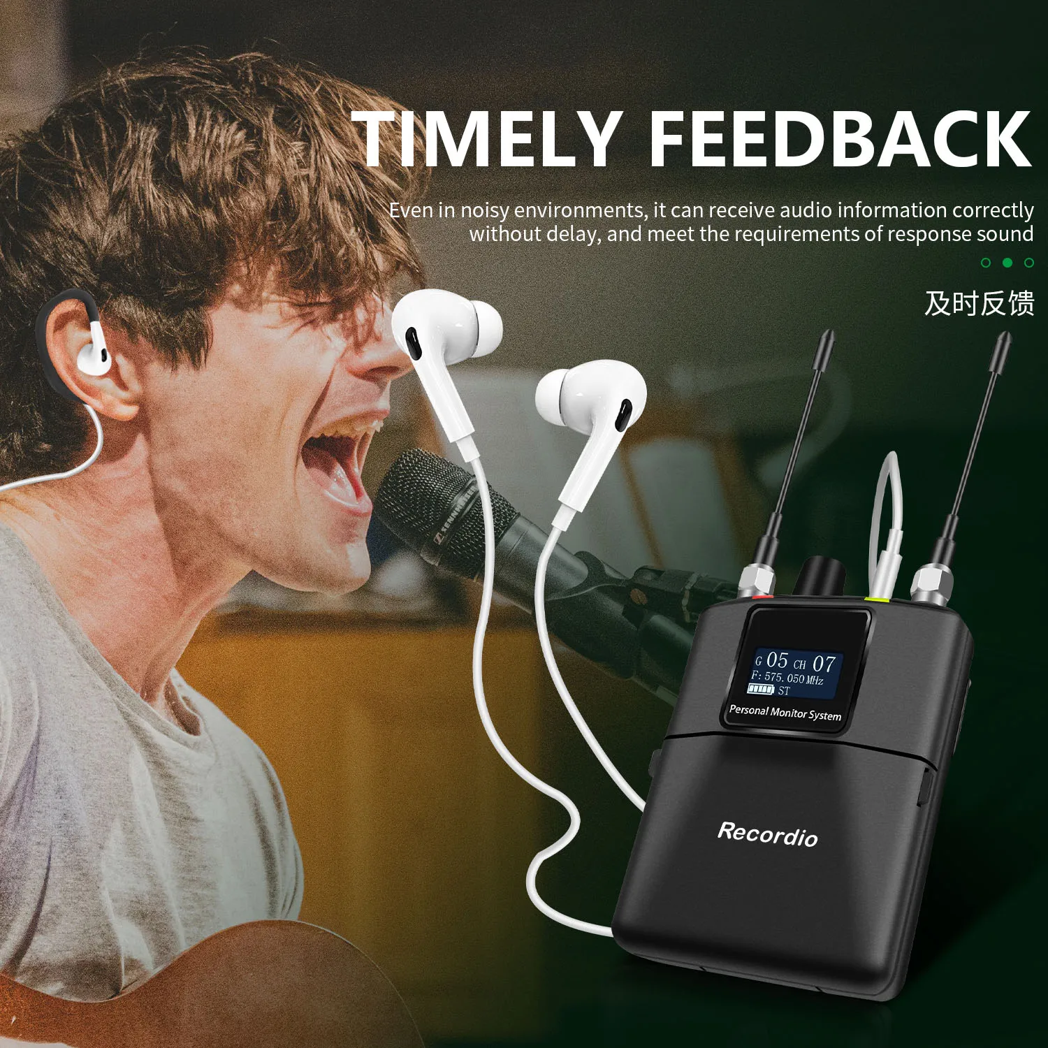 GAW-PSM3 UHF Wireless Monitoring System 120 Meters Distance Transmission Real Time Return Receiver