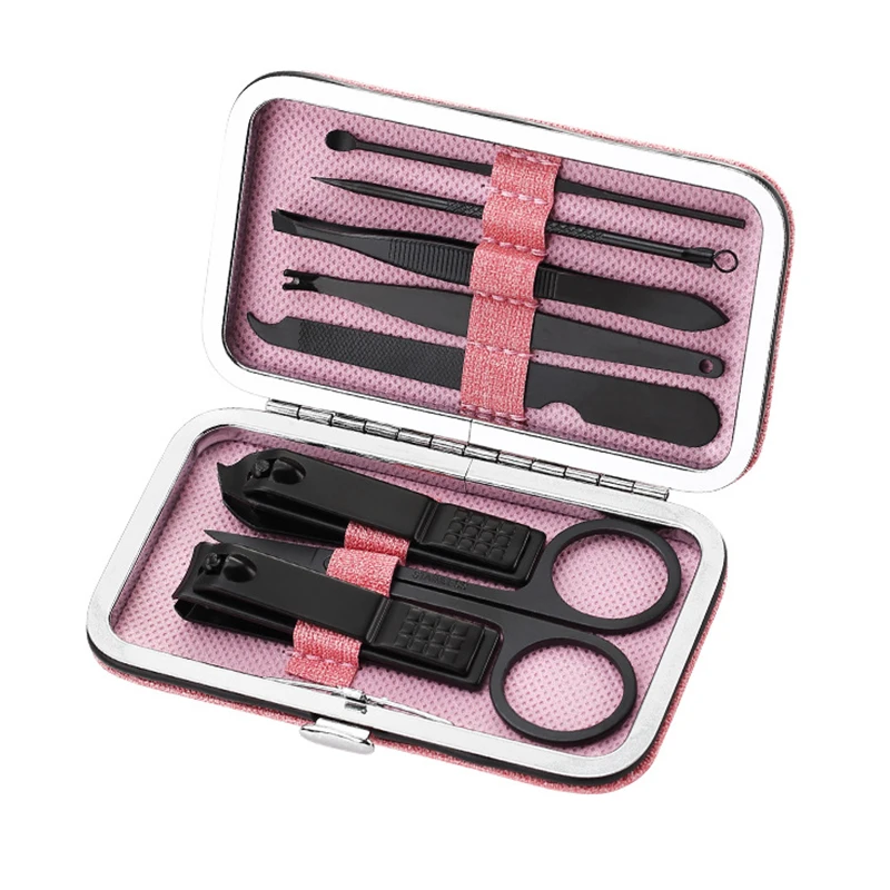 Custom Stainless Steel Nail Clippers Set 8pcs Professional Scissor Suit Box Trimmer Grooming Manicure Cutter Kits for