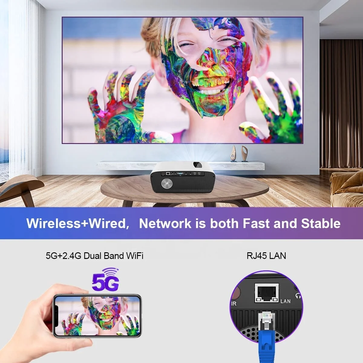 mini portable laser video led projectors screen & presentation equipments 4k hd 1080p home theater night light projection lamp