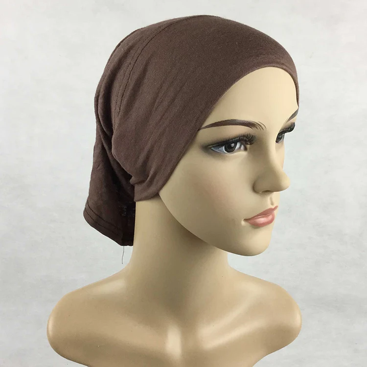 2022 Wholesale Custom 10cm Front High Quality Jersey Cotton Viscose Cheaper Solid Color Malaysia Muslim Women Inner Hijab Cap