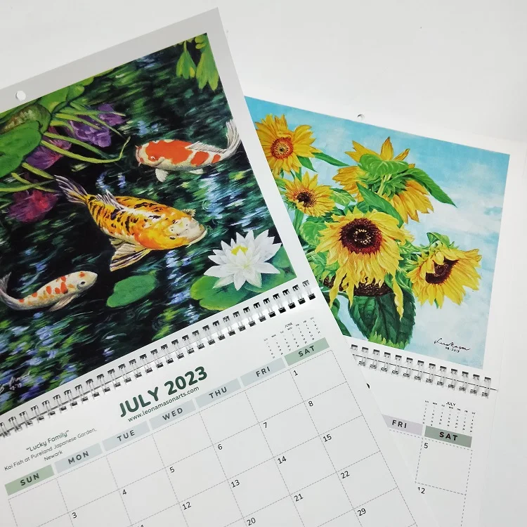 New Design Calendar Printing 12 Months Wall Calendar Offset Printing Calendars Monthly 2023 Customized Size Binding