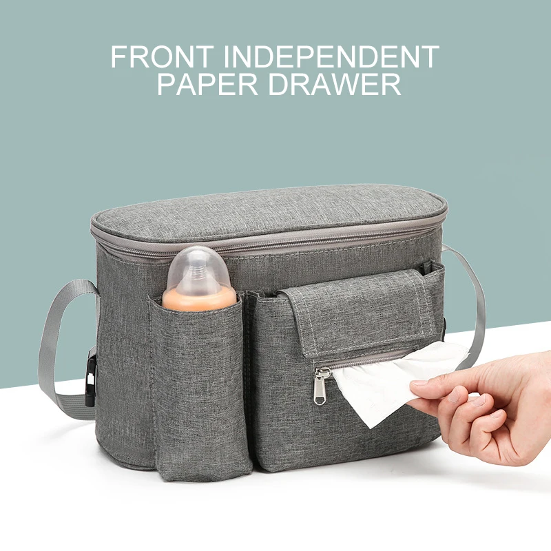 Stroller Organizer with Cup Holders Shoulder Strap Large Storage Diaper Bag Mother Care Organizer Hanging Baby Diaper Bag