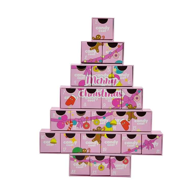 Christmas Tree Advent Calendar Kids Nail Polish Beauty Advent Calendar Cardboard Refillable Advent Calendar For Jewelry