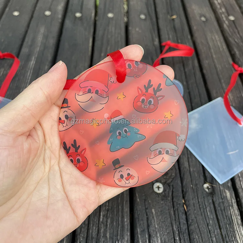 3 inch Sublimation Christmas Ornaments Blanks Frosted Glass Christmas Ornament 2023 Xmas Tree Ornaments