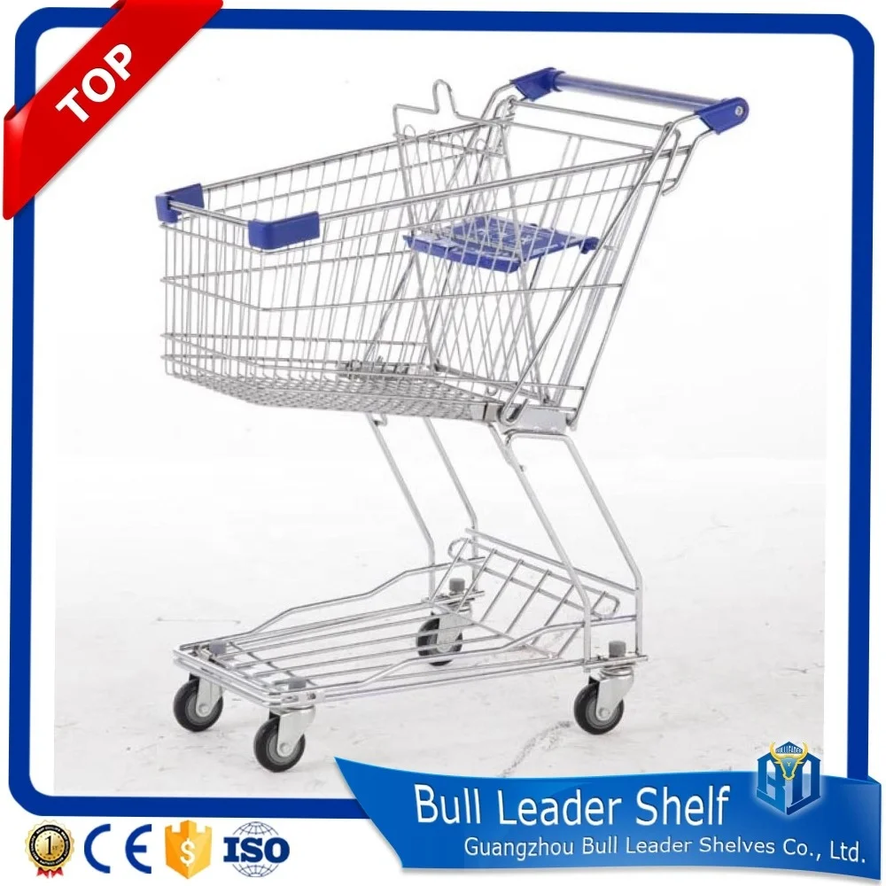 China Factory 100L Shopping Trolly for Supermarket with 4 Wheels